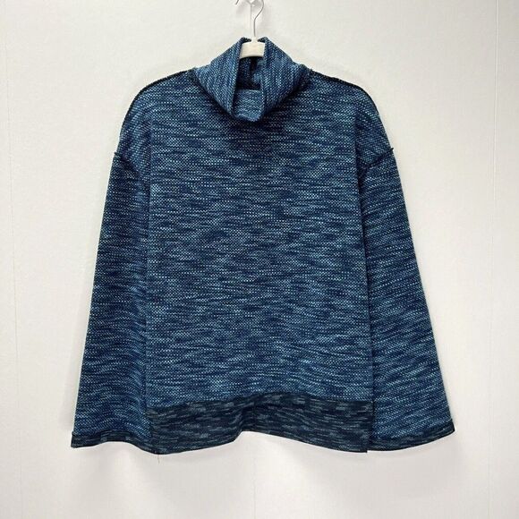 We The Free Free People Sunny Days Blue Kimono Sleeve Mock Neck Sweater M - Picture 2 of 11